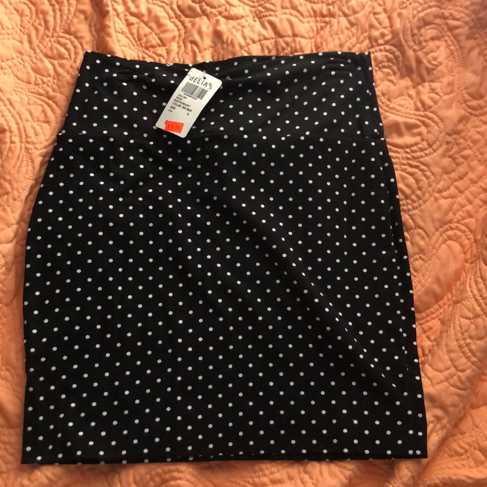 Black and white polka dot bodycon/ pencil skirt